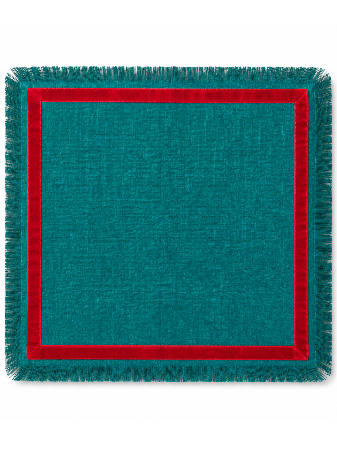 Guardanapo Linho Verde - Fita de veludo Vermelho