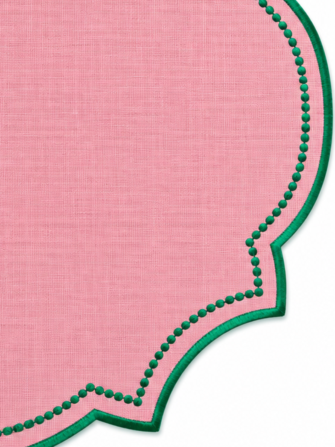 Individual em Linho Rosa bordado a Verde