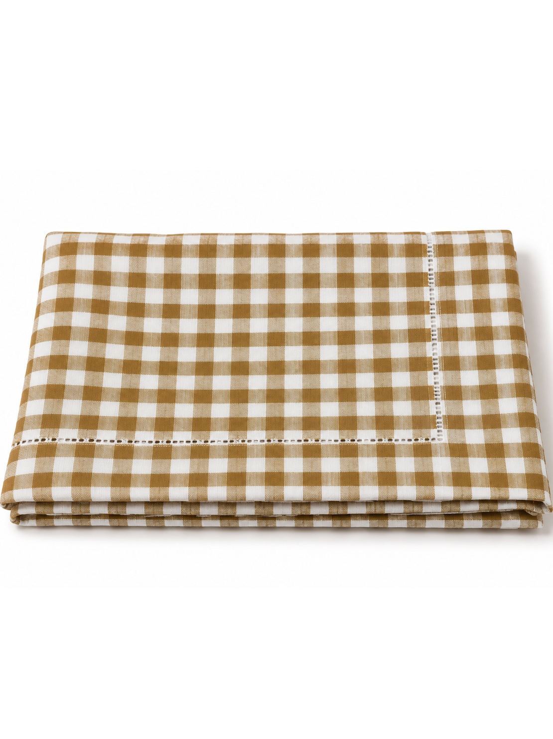 Toalha Vichy Castanho 100% Linho; 1,50x2,50