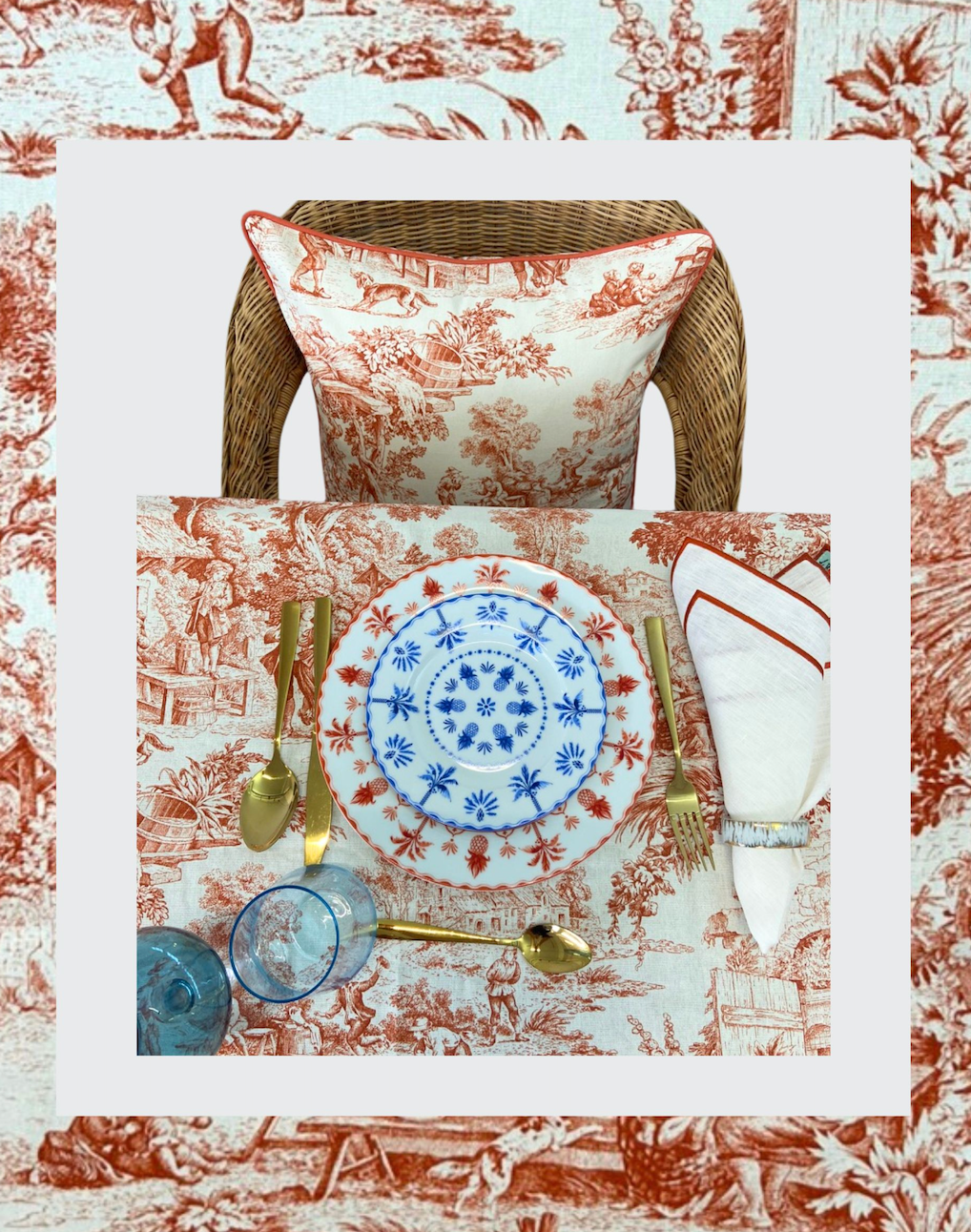 Almofada Decorativa "Toile de Jouy"
