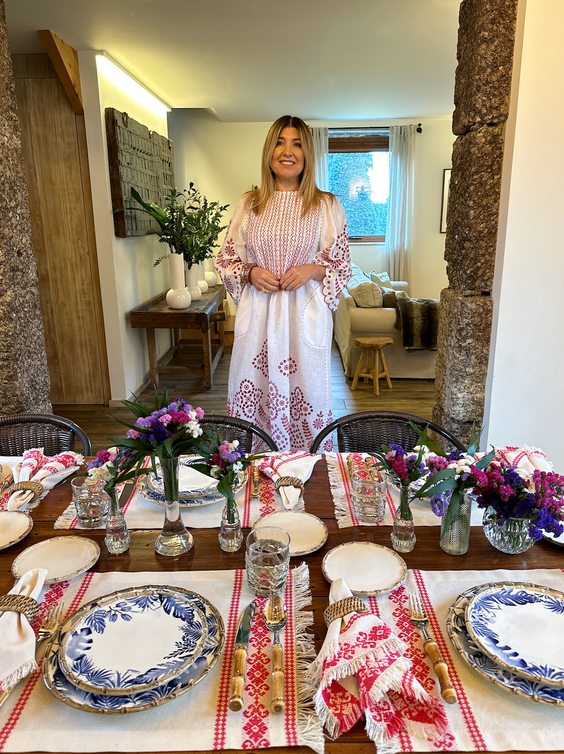 Presente-4 individuais e 4 guardanapos-Coleção "BOHO-CHIC" ROSA