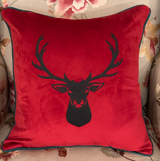 Almofada Decorativa "Reindear" Veludo Vermelho