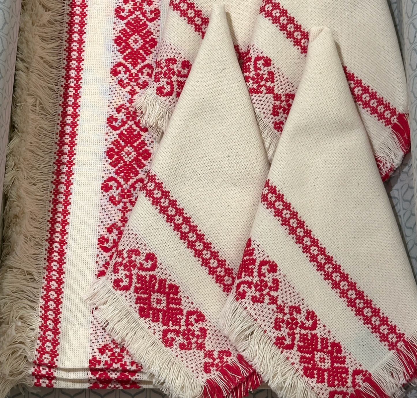 Presente-4 individuais e 4 guardanapos-Coleção "BOHO-CHIC" ROSA
