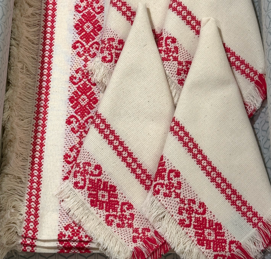 Presente-4 individuais e 4 guardanapos-Coleção "BOHO-CHIC" ROSA