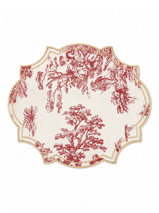 Individual Toile de Jouy Vermelho