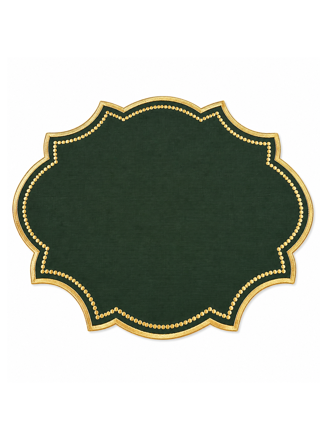 Individual Verde bordado a dourado brilhante