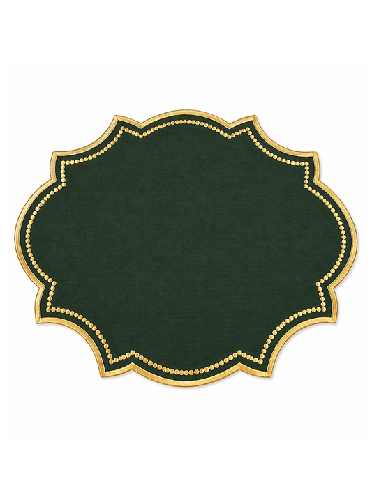Individual Verde bordado a dourado brilhante