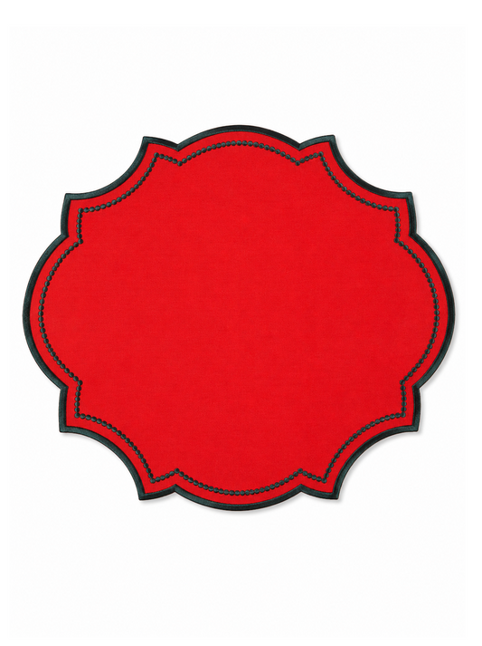 Individual Vermelho bordado a Verde