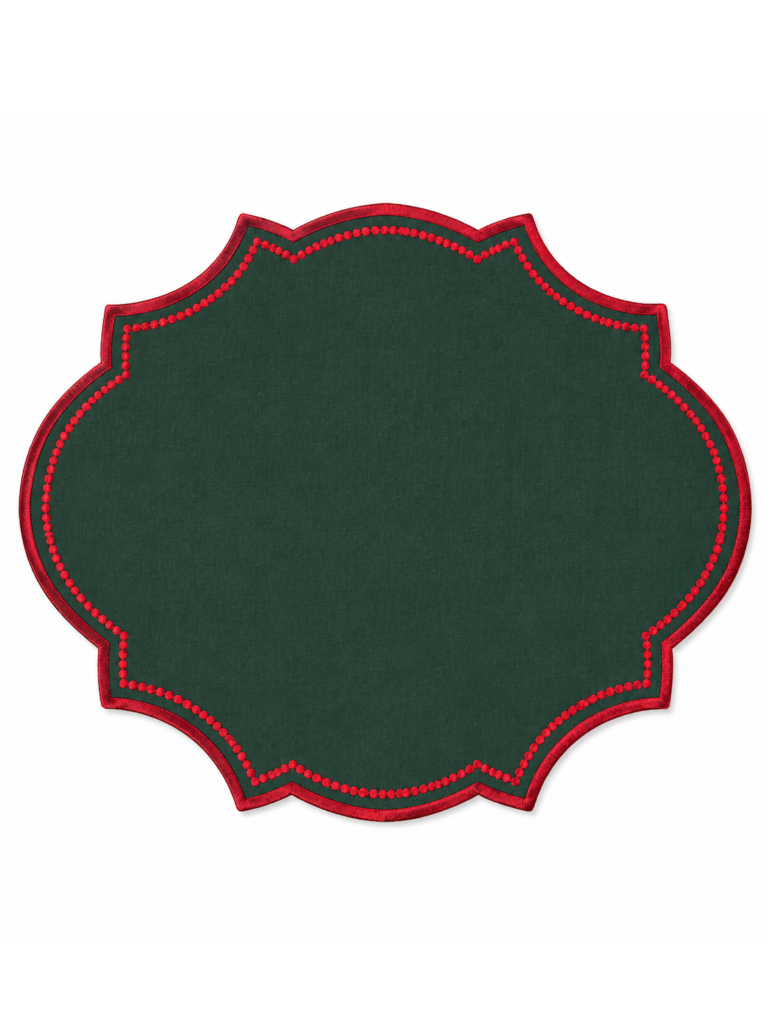 Individual Verde bordado a Vermelho