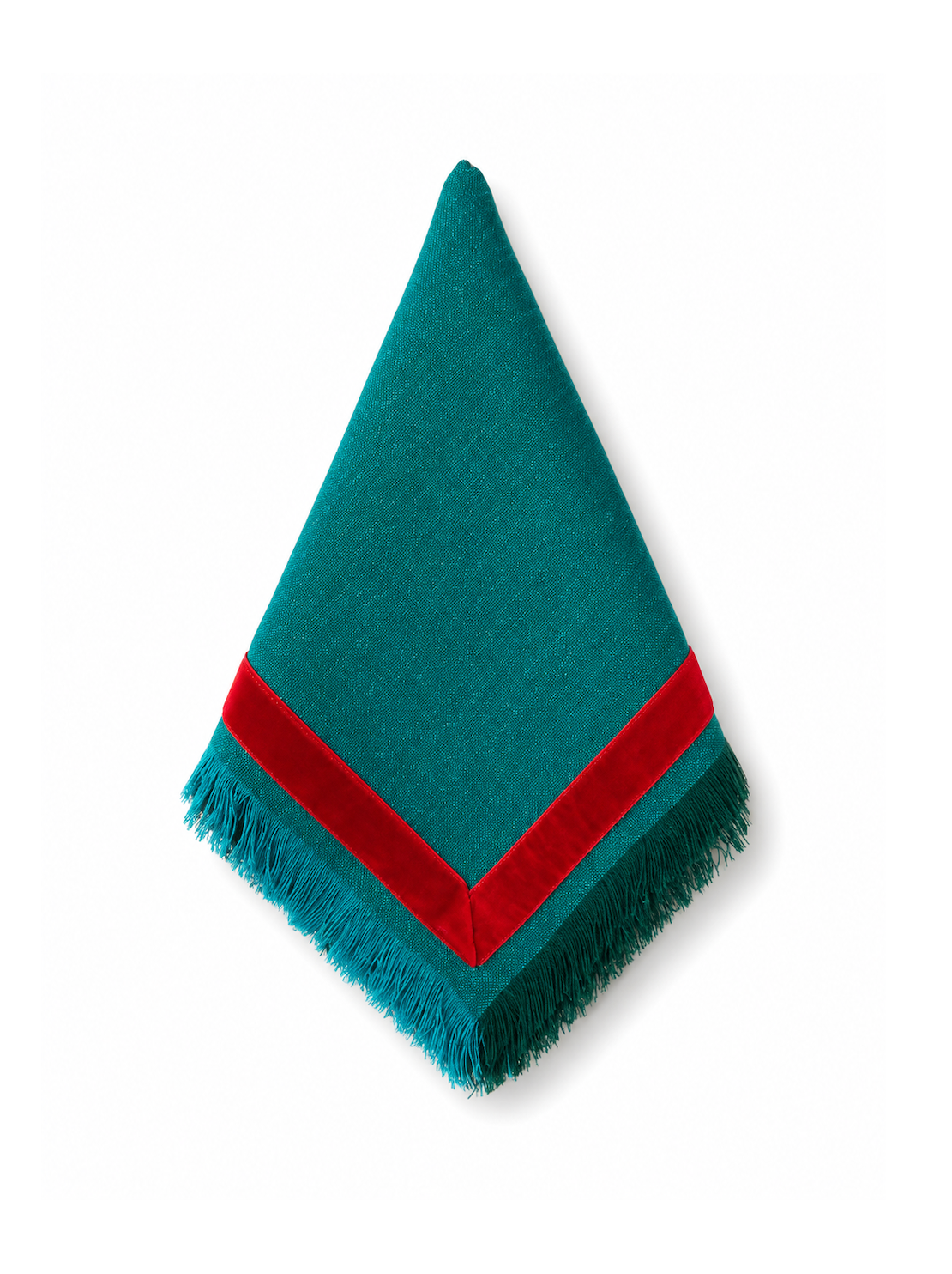Guardanapo Linho Verde - Fita de veludo Vermelho