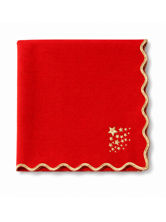 Guardanapo Vermelho bordado a Dourado
