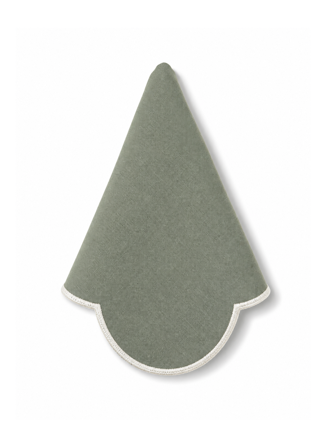 Guardanapo Linho verde bordado a beige ondas