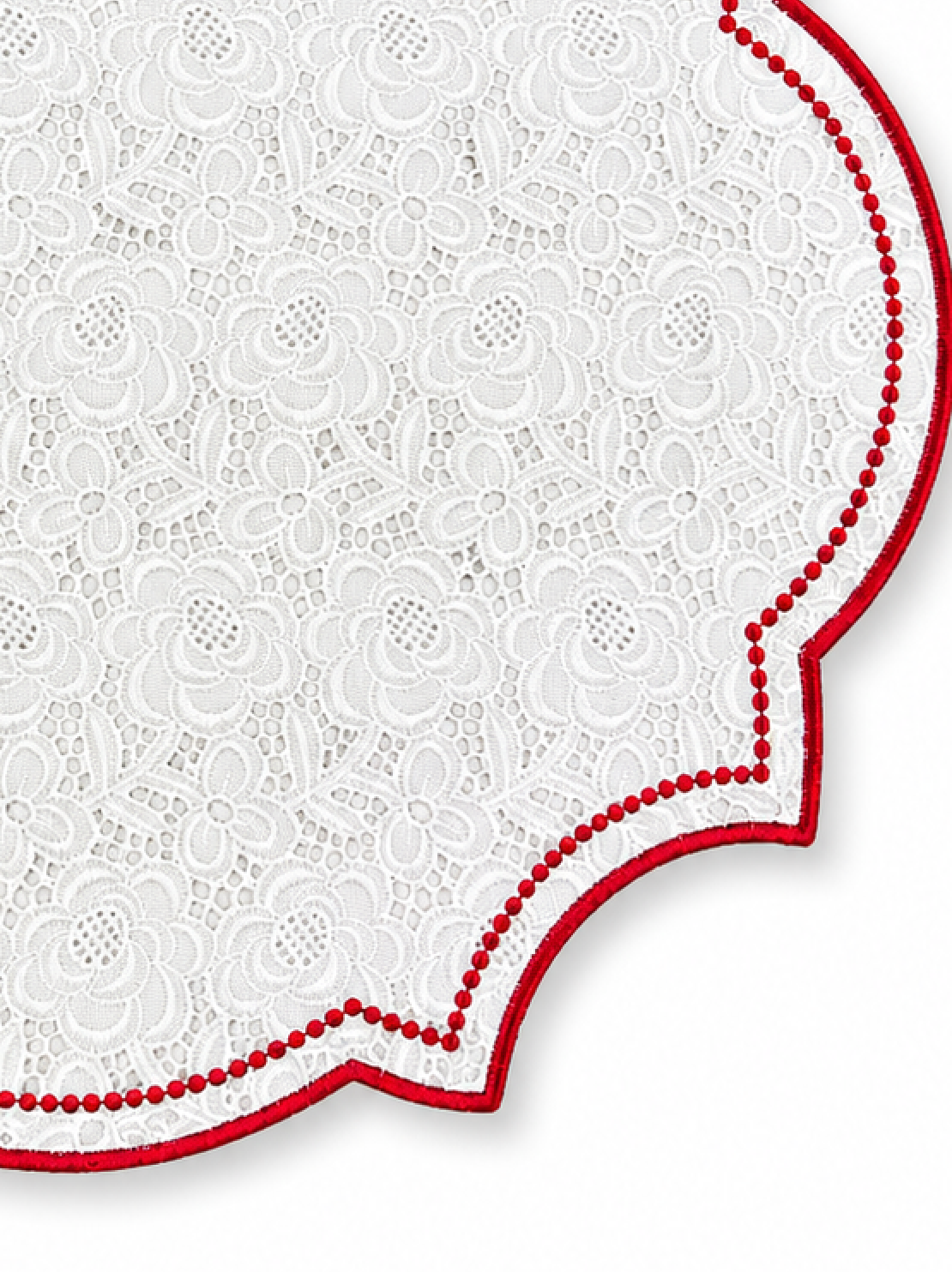 Individual Bordado Inglês branco bordado a Vermelho