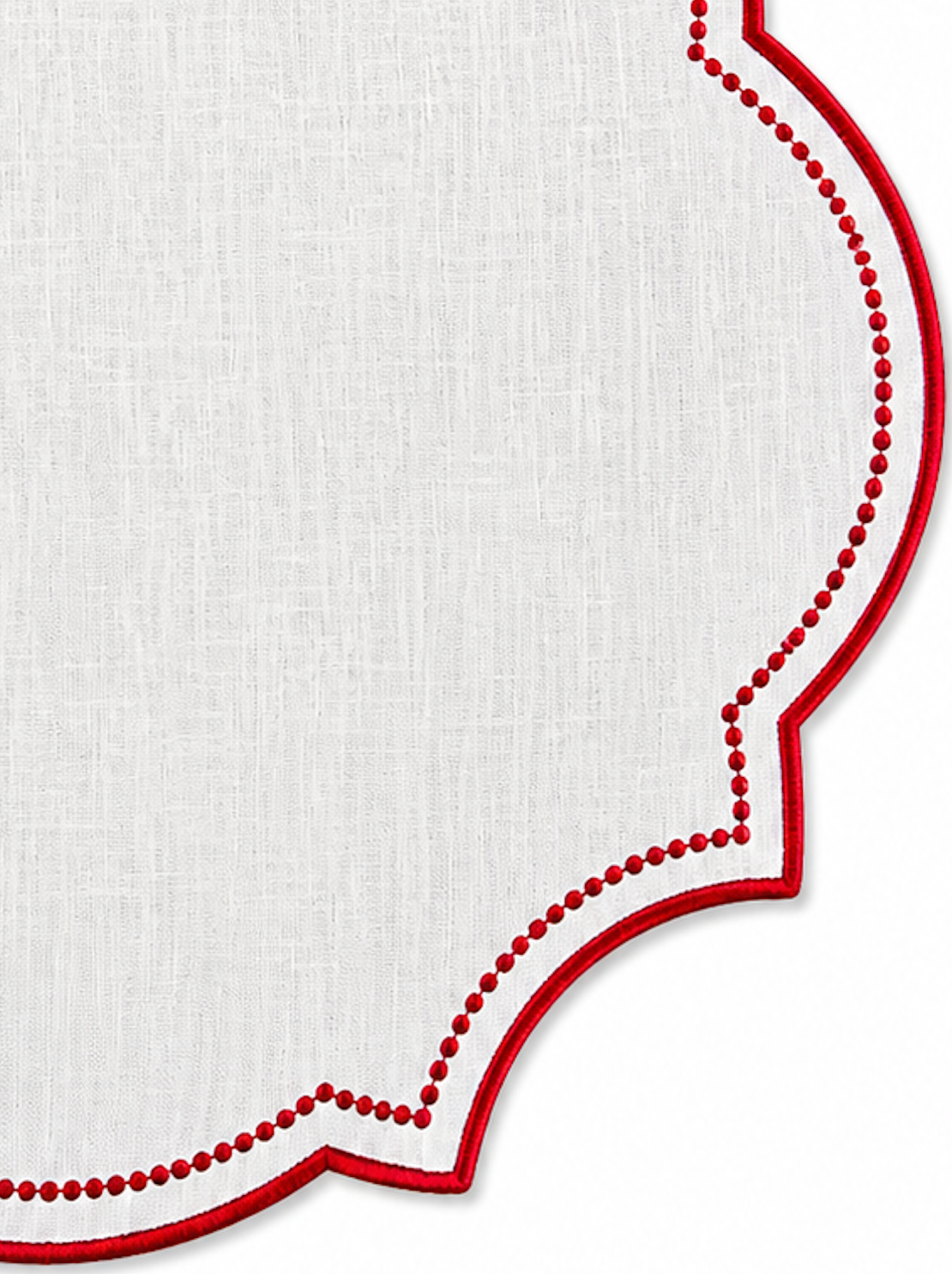 Individual em Linho Branco bordado a Vermelho Bordô
