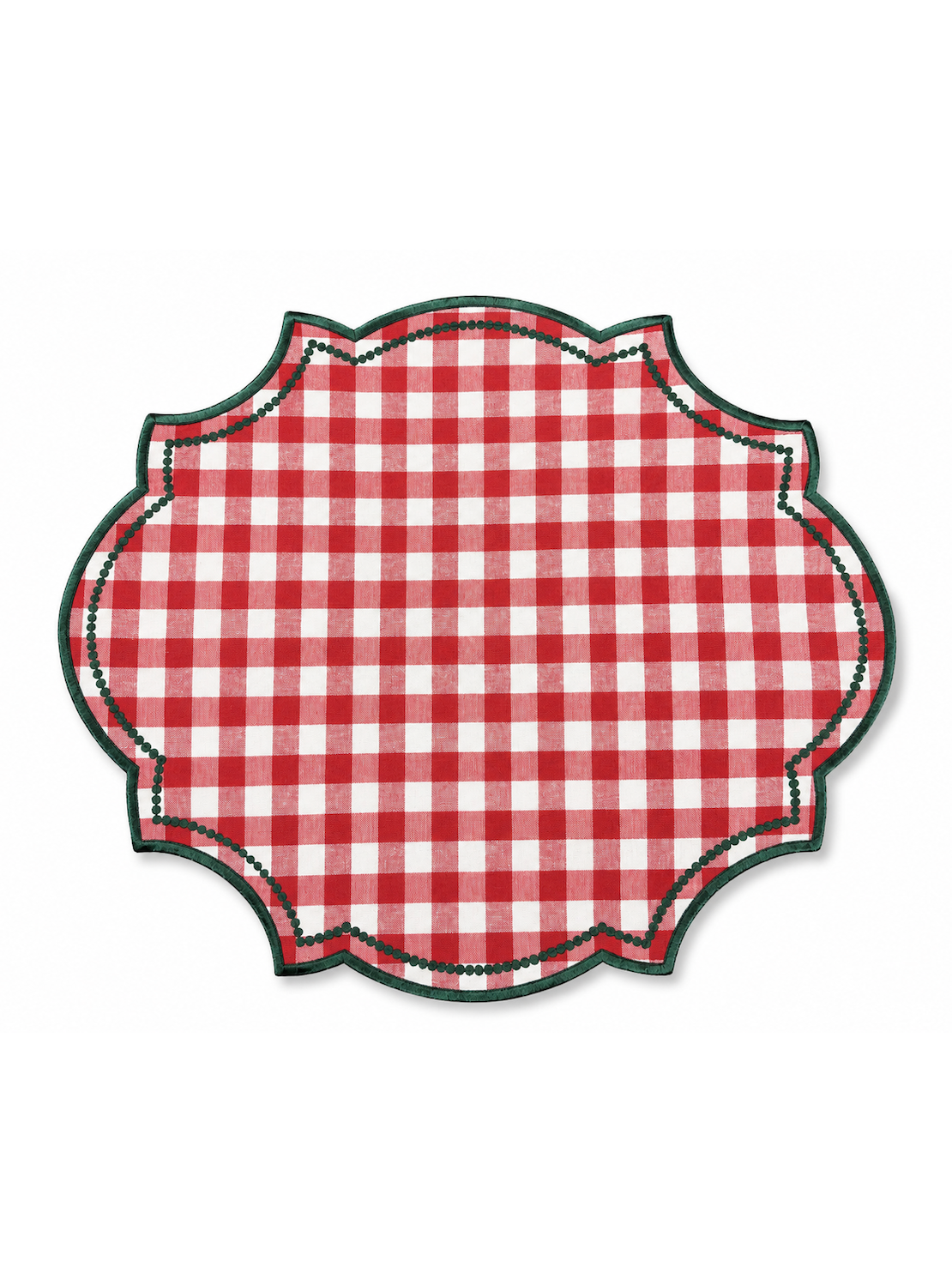 Individual vichy VERMELHO bordado a verde