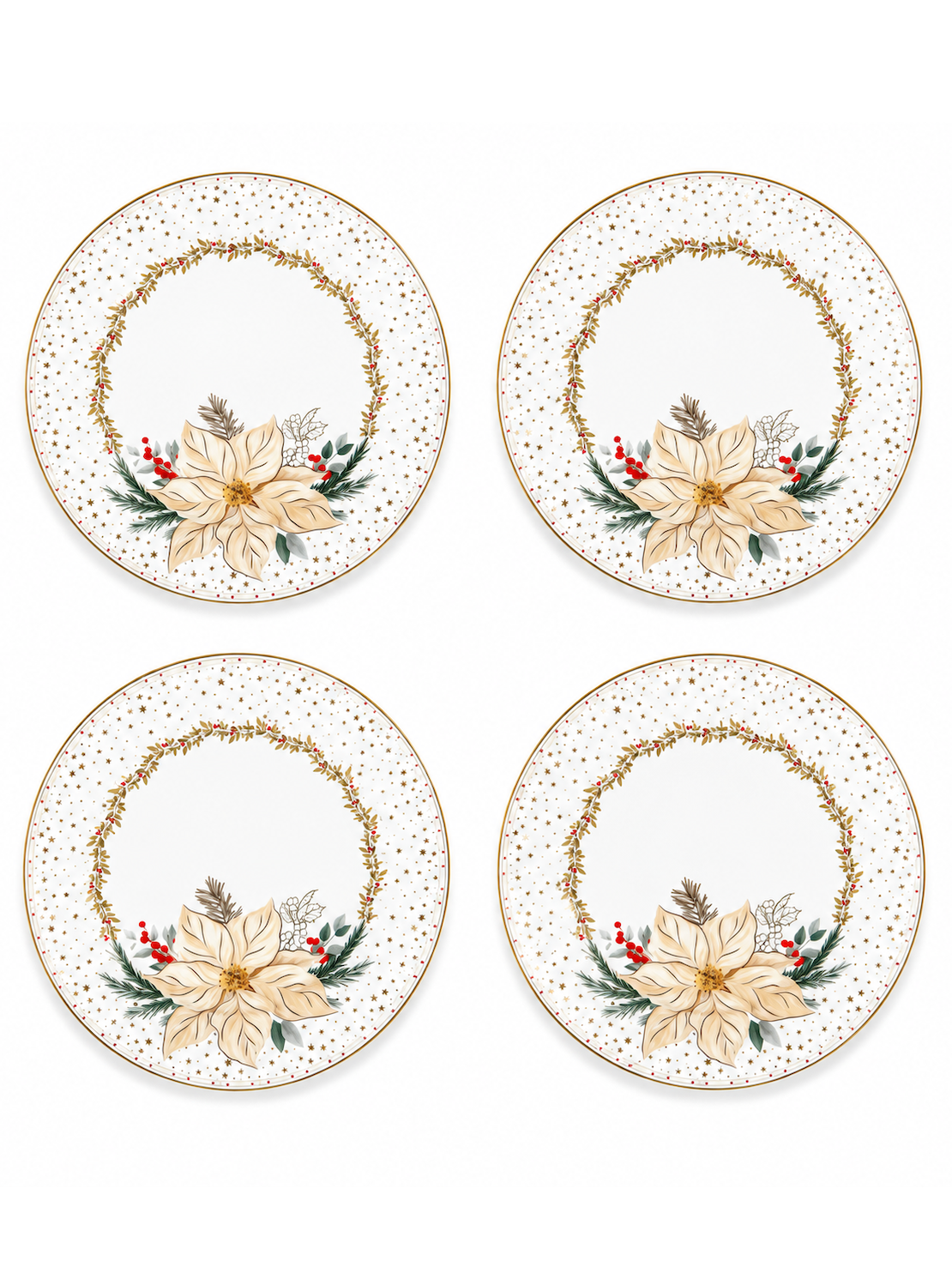 4 Pratos de sobremesa 19 cm WHITE ELEGANCE - Caixa