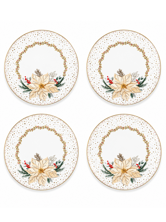 4 Pratos de sobremesa 19 cm WHITE ELEGANCE - Caixa