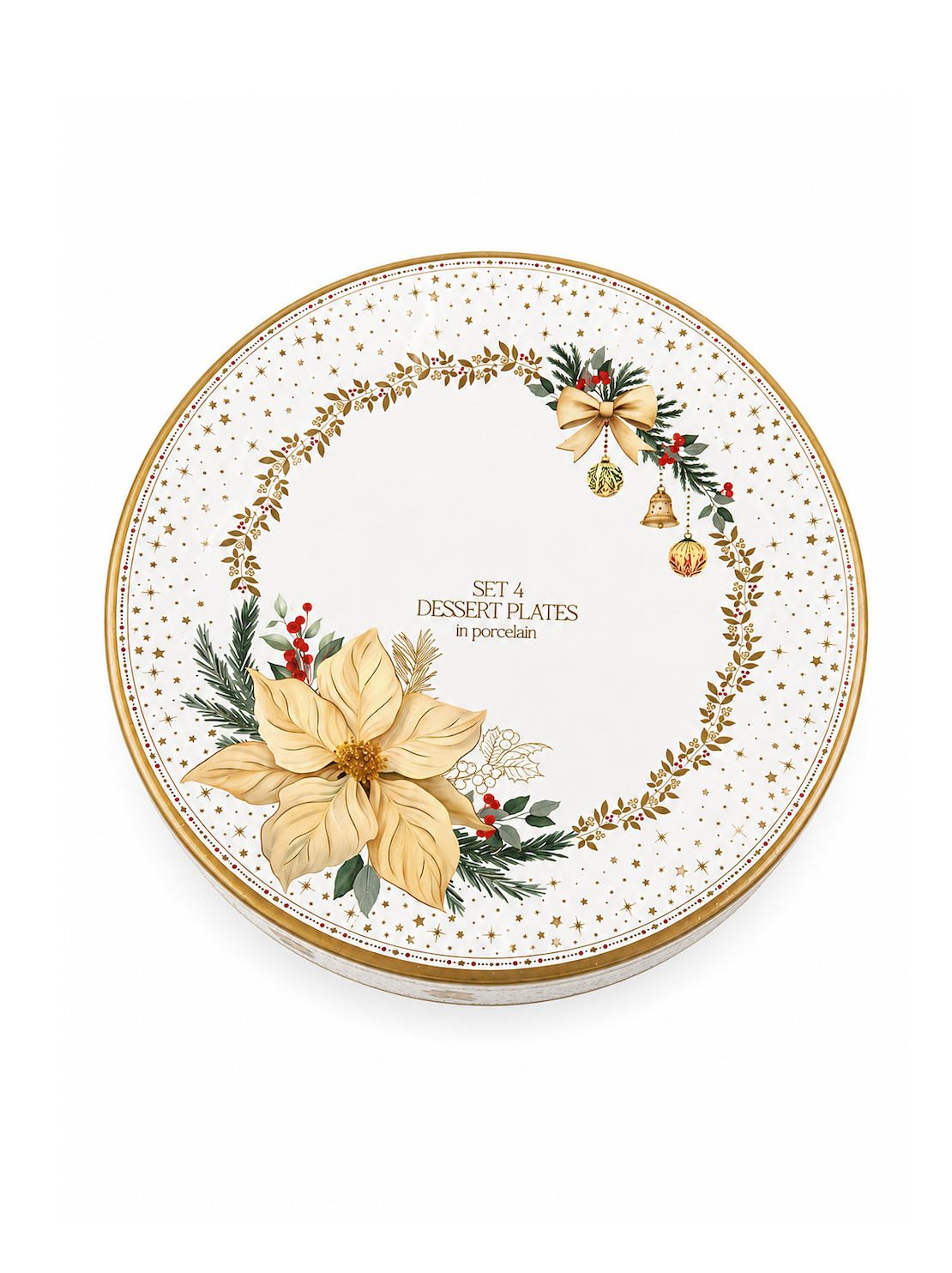 4 Pratos de sobremesa 19 cm WHITE ELEGANCE - Caixa