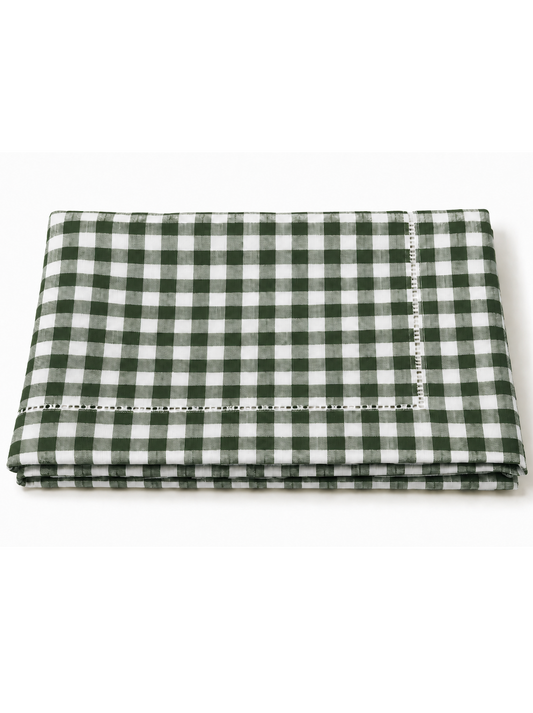 Toalha Vichy Verde 100% Linho; 1,50x2,50